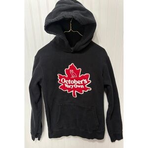 OVO Octobers Very Own Drake Maple Leaf Black Red Embroidered Hoodie Size Large